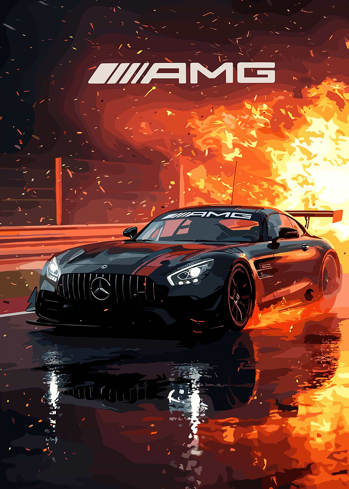 AMG Race Car on Fire