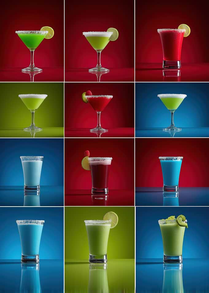 Colorful Cocktail Drinks Collage