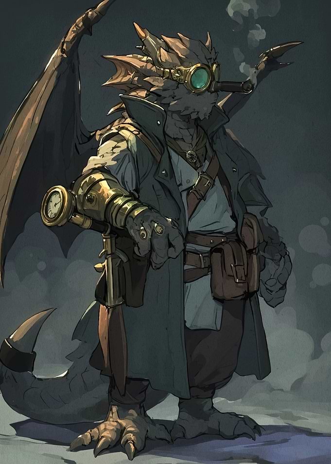 Steampunk Dragon Character