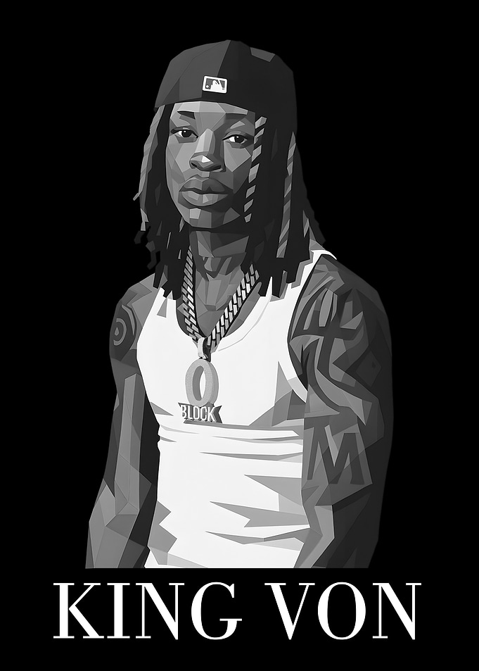 King Von Portrait - Low Poly Art