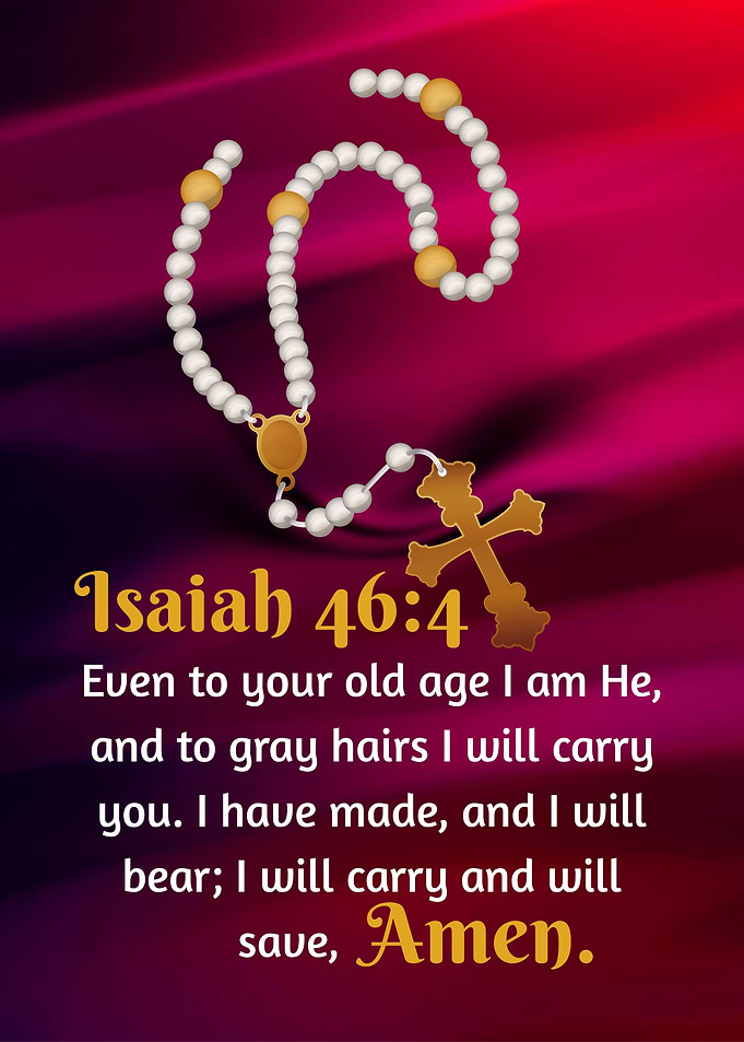 Isaiah 46:4 Rosary Beads Illustration