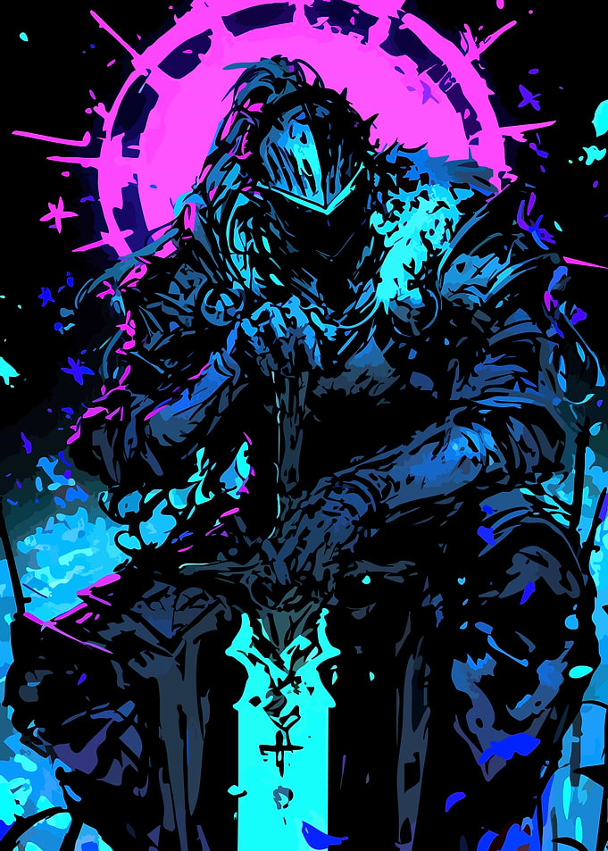 Armored Knight with Sword Digital Art