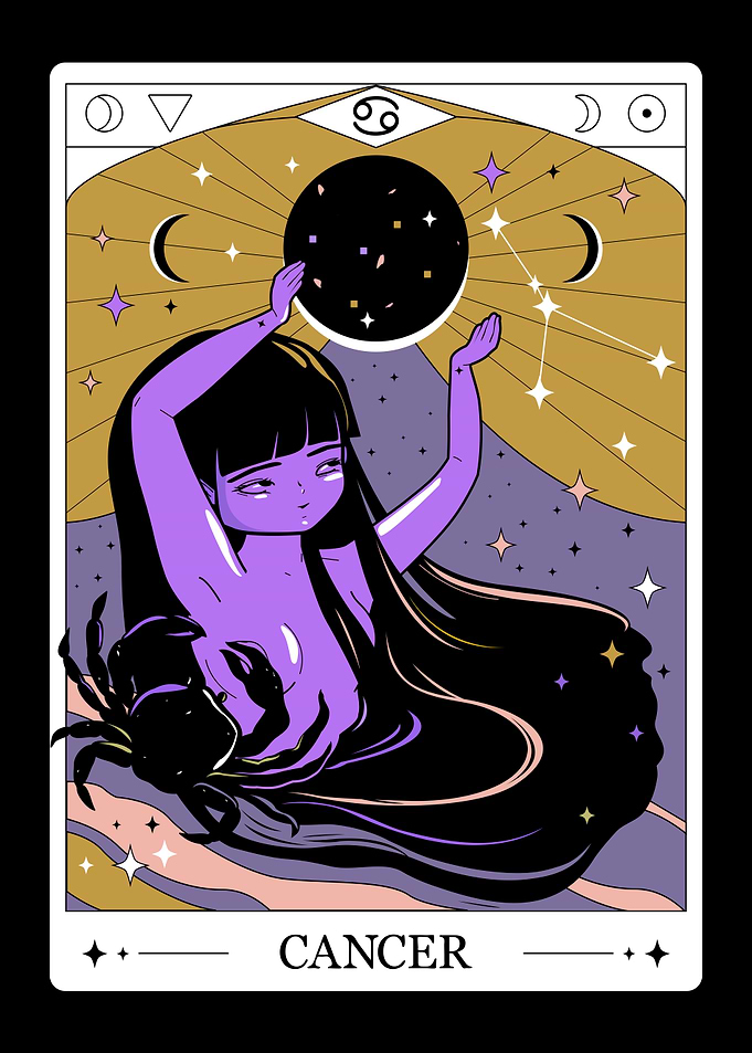 Cancer Zodiac sign. Tarot Card Art Poster