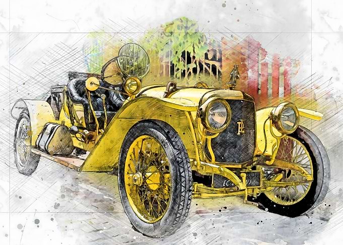 Vintage Yellow Car Illustration