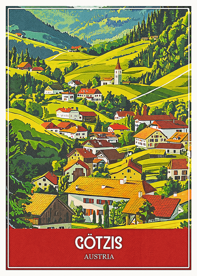 Götzis Austria Vintage Travel Poster