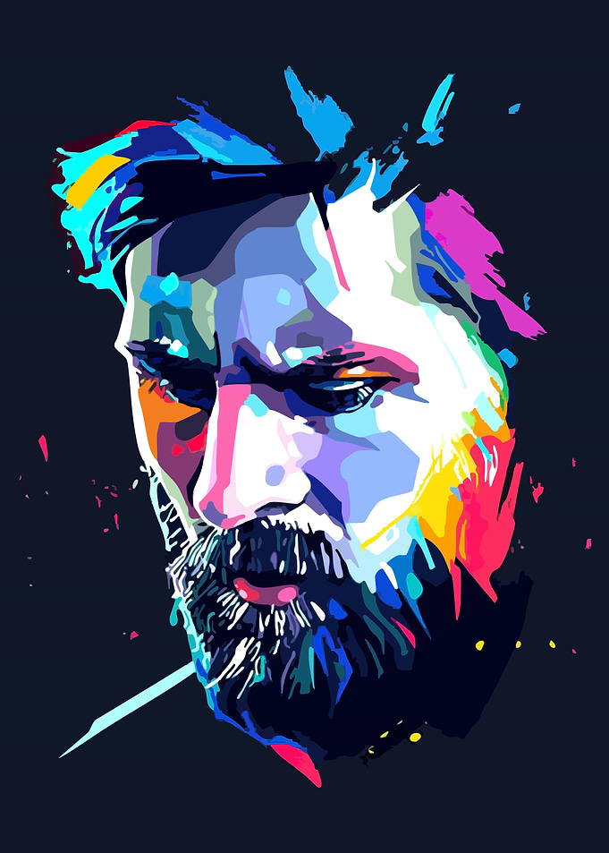 Colorful Portrait of a Bearded Man