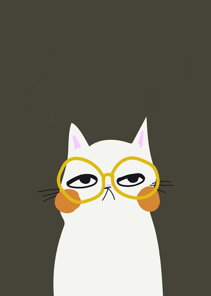 Grumpy Cat with Glasses Illustration