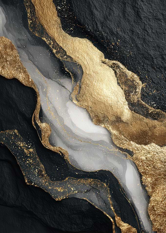 Abstract Black And Gold Marble