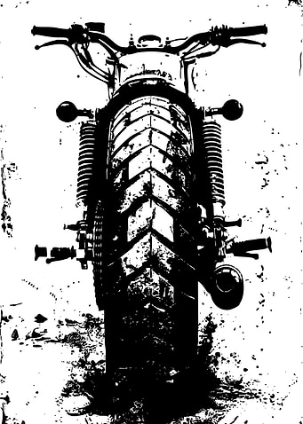 Motorcycle Rear View Black and White