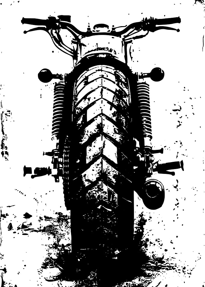 Motorcycle Rear View Black and White