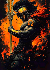 Spartan Warrior in Flames
