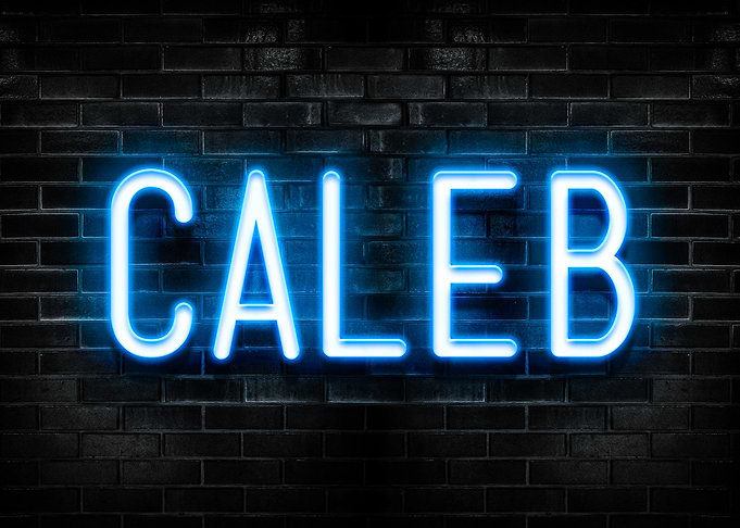 Caleb Neon Sign on Brick Wall