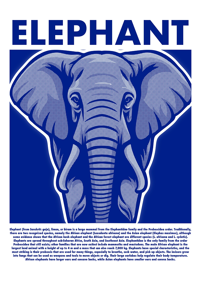 Elephant Illustration in Blue