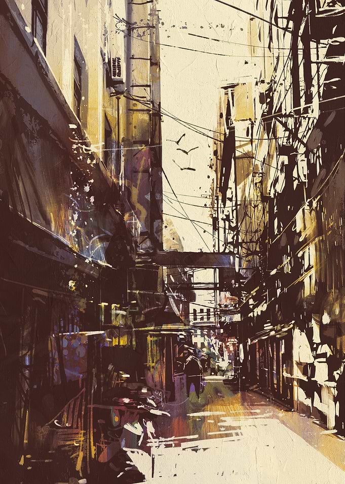 Urban Alleyway Painting