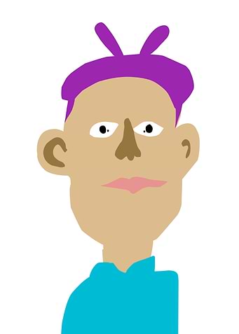 Cartoon Portrait with Purple Hair