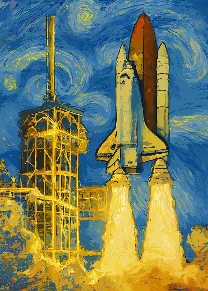Space Shuttle Launch Van Gogh Style