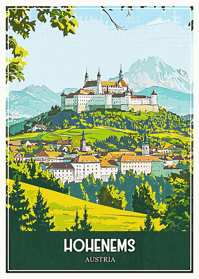 Hohenems Austria Vintage Travel Poster