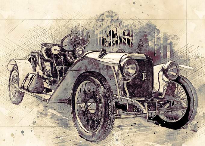 Vintage Car Sketch Art