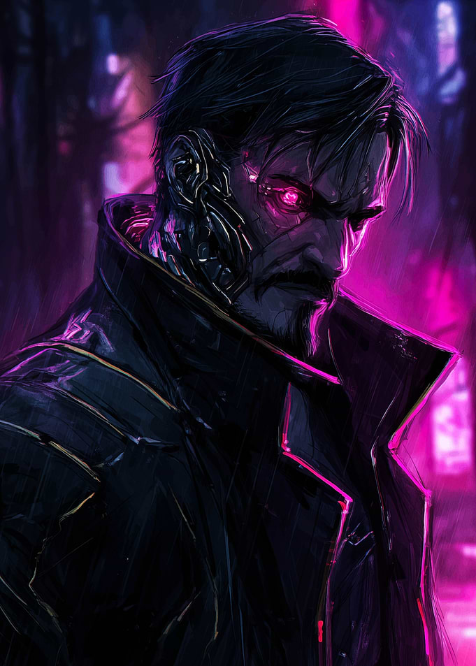 Cyberpunk Character with Glowing Eyes