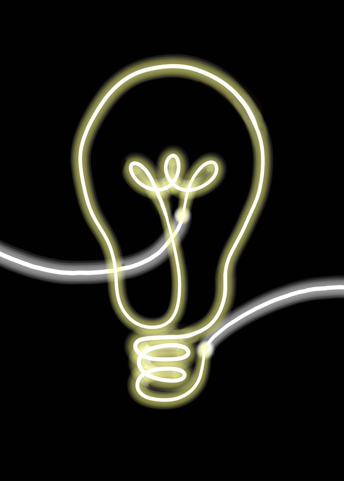 Light Within - Glowing Lightbulb Line Art