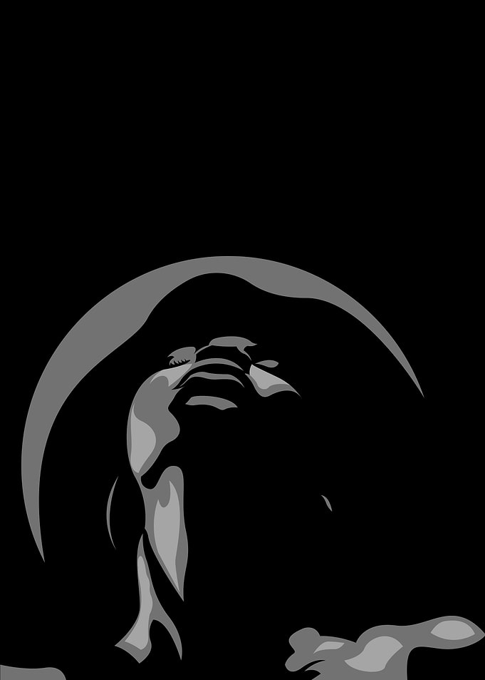Monochrome Woman with Hat Illustration