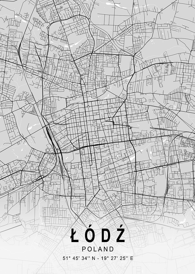 Łódź Light Poland City Map