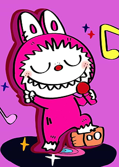 Singing Pink Cartoon Labubu
