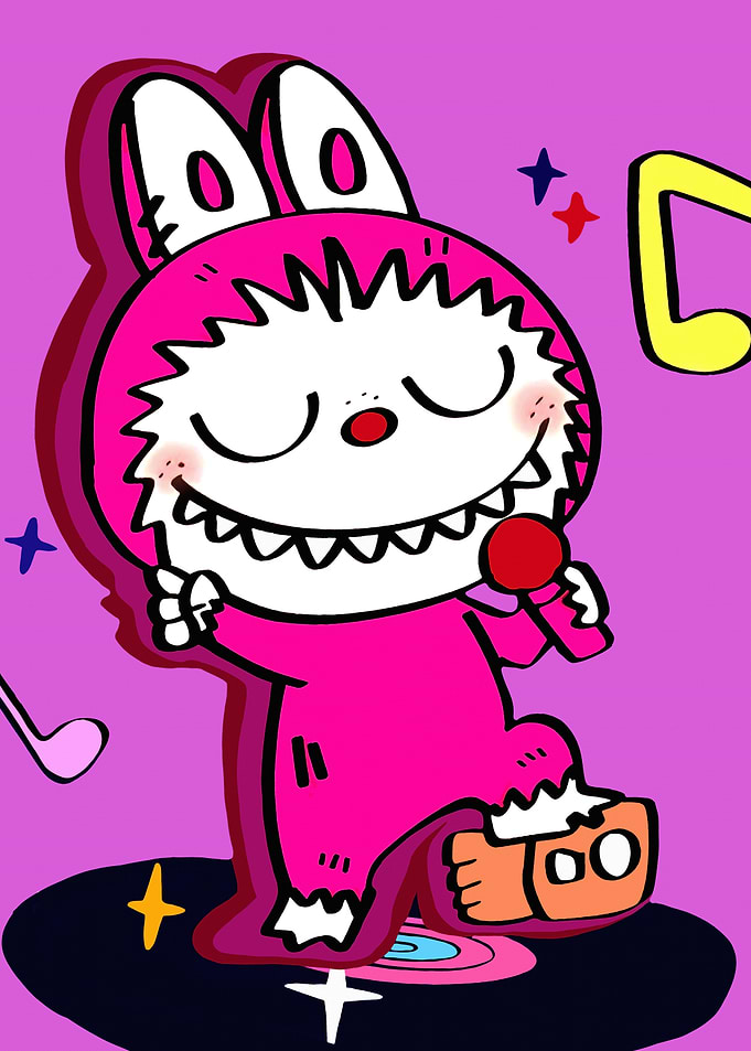 Singing Pink Cartoon Labubu