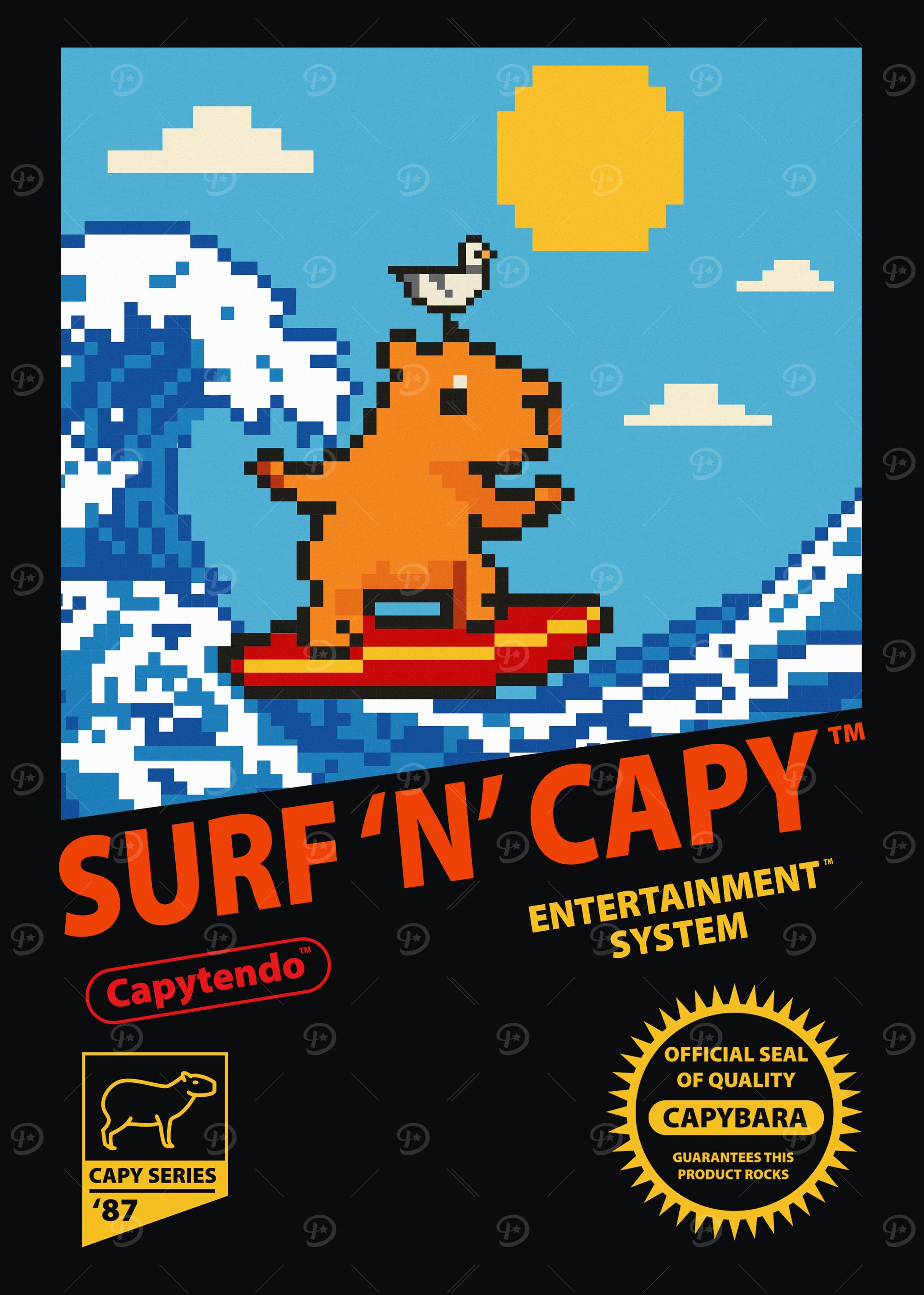 Surf 'N' Capy - Capybara Meme Pixel Art