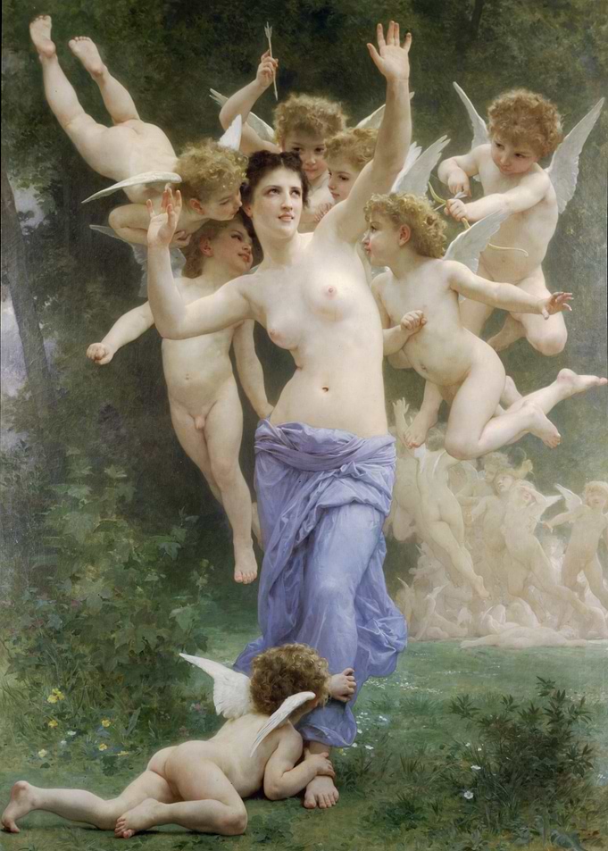 Nymph and Cupids in Forest Painting