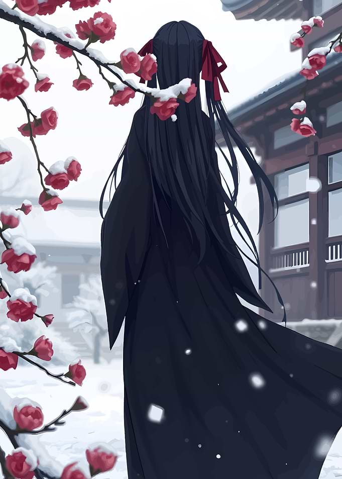 Anime Girl in Winter Landscape