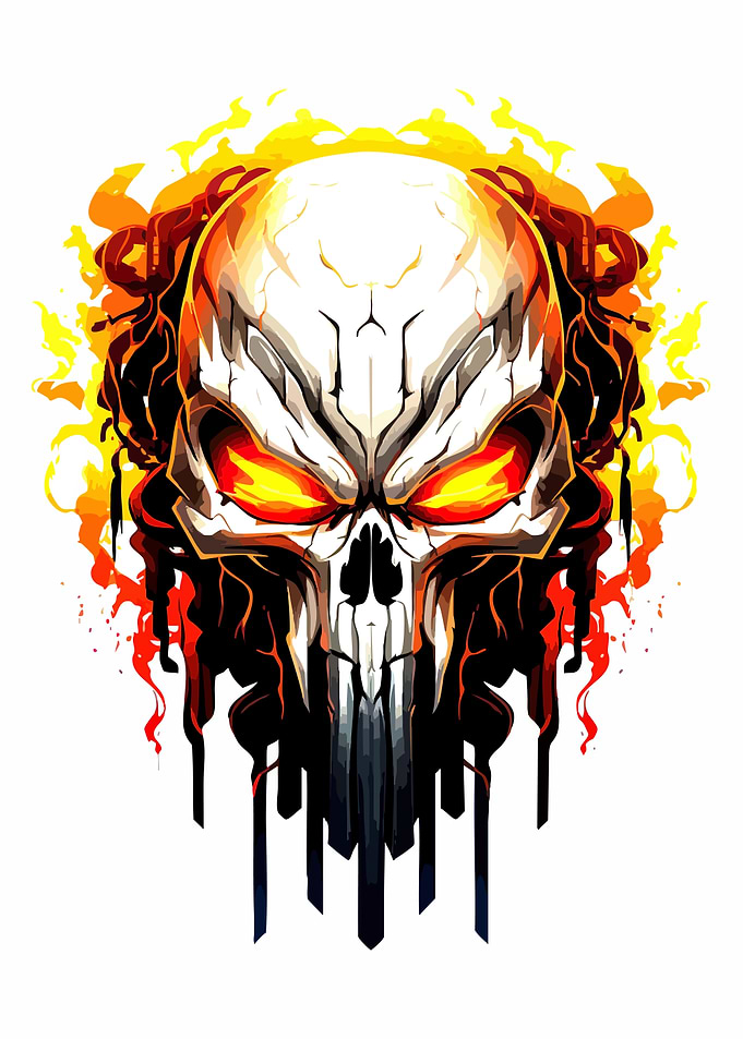 Fiery Skull Digital Art