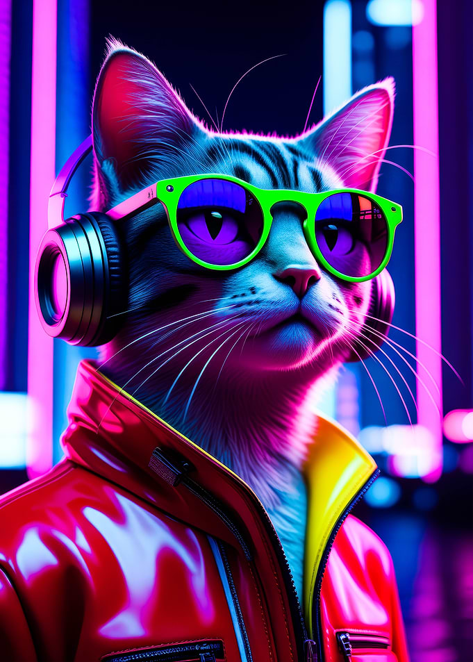 Cool Cat with Neon Style