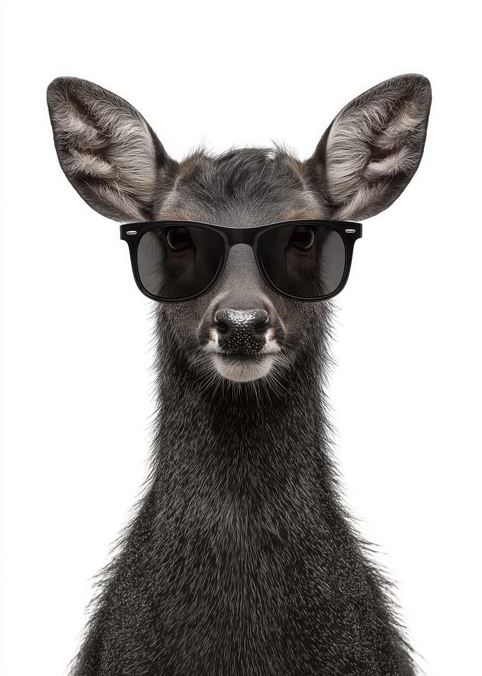 Cool Tufted Deer with Sunglasses Portrait