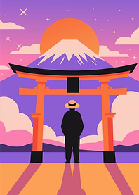 Mount Fuji and Torii Gate