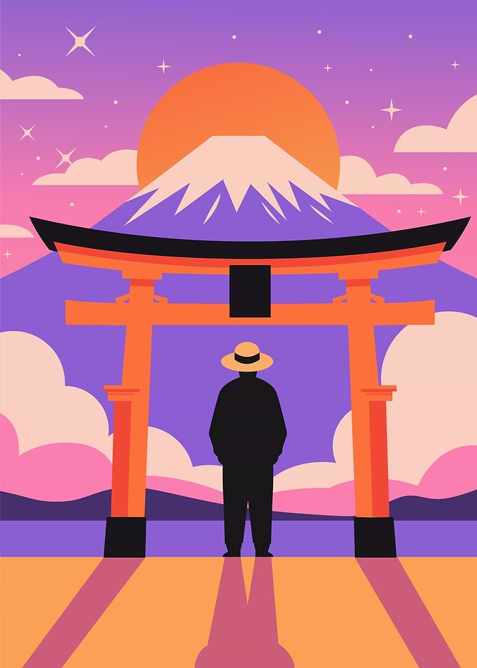 Mount Fuji and Torii Gate
