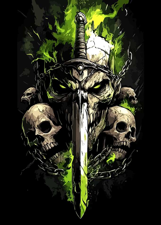 Skull Sword Green Flames