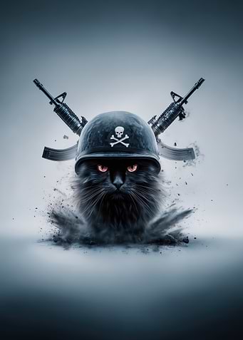 Military Cat with Guns