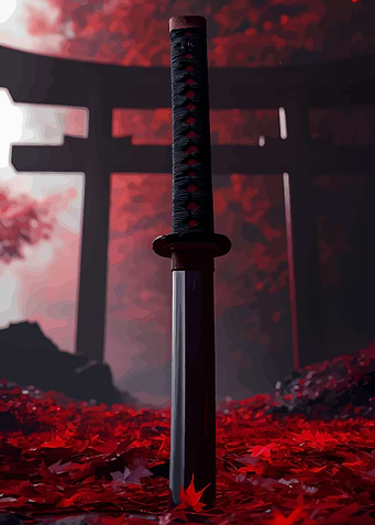 Katana in Autumn Landscape