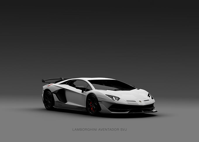White Lamborghini Aventador SVJ Studio Shot