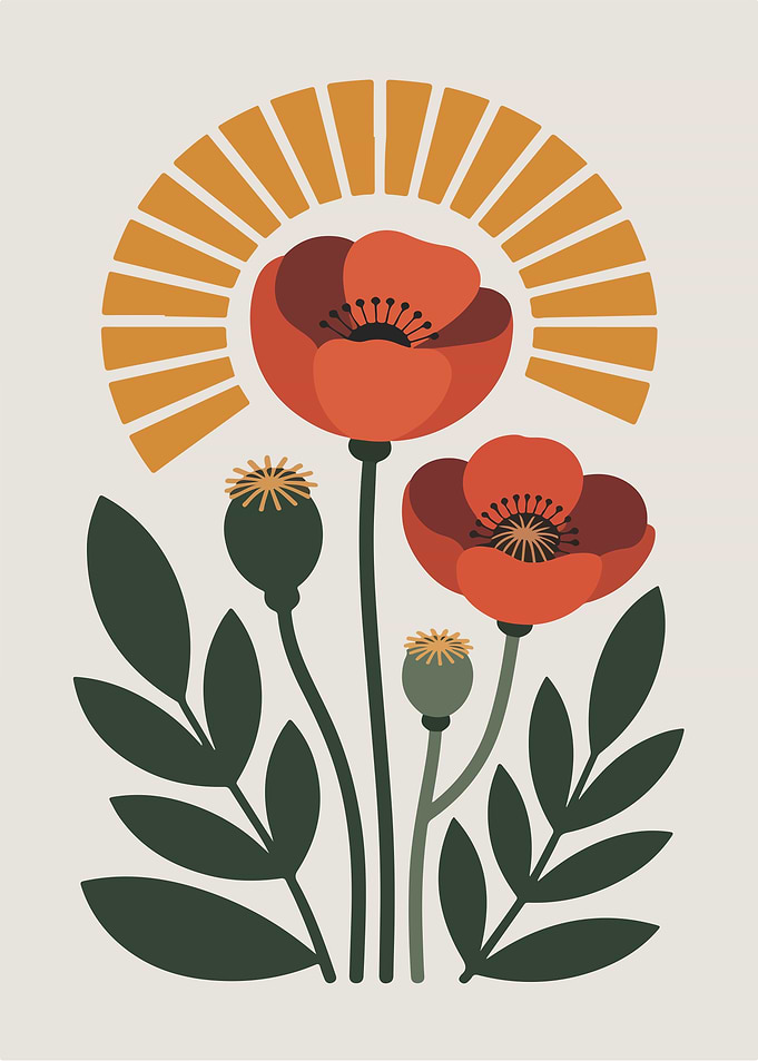Stylized Poppy Flower