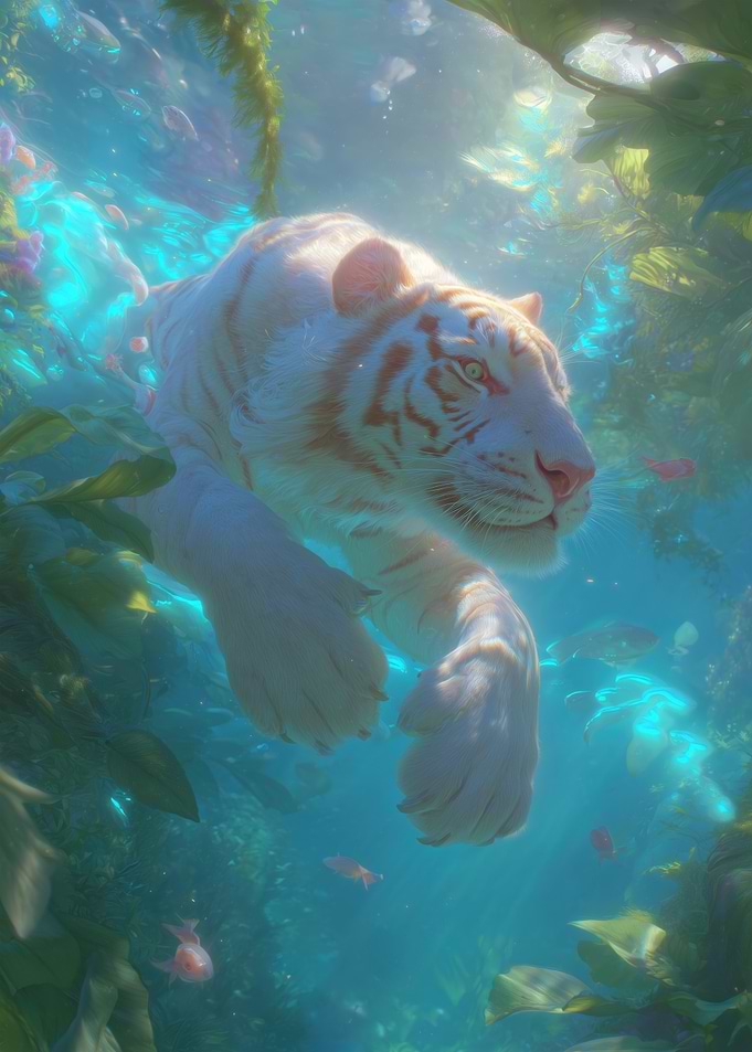 Underwater White Tiger