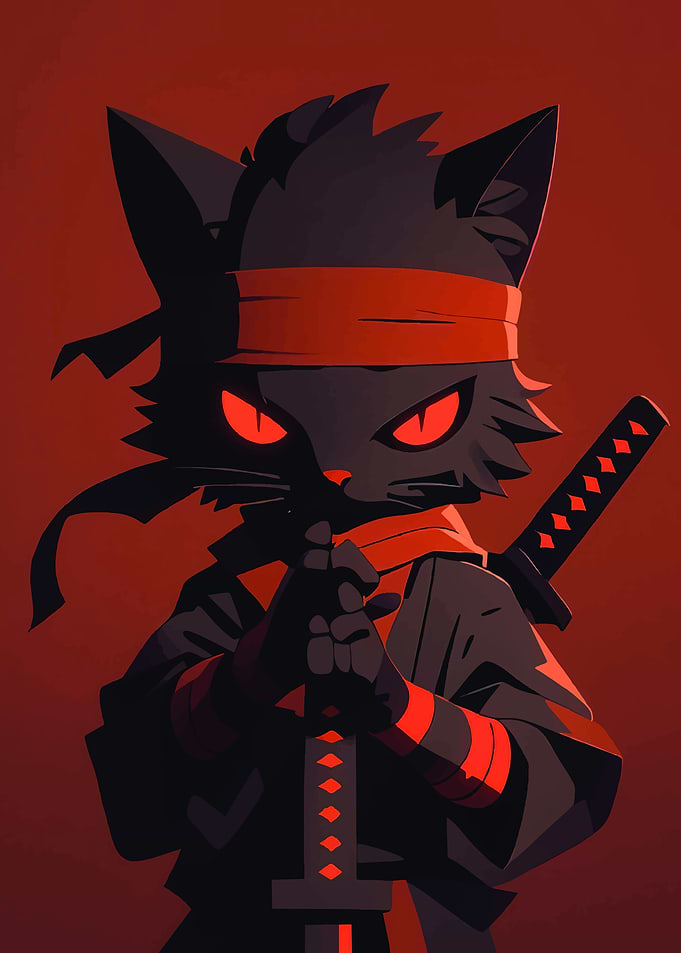Ninja Cat with Katana