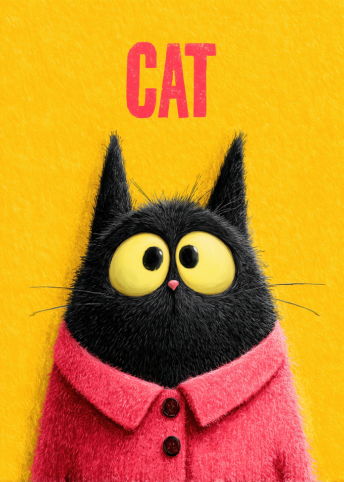 Cartoon Cat in Pink Sweater