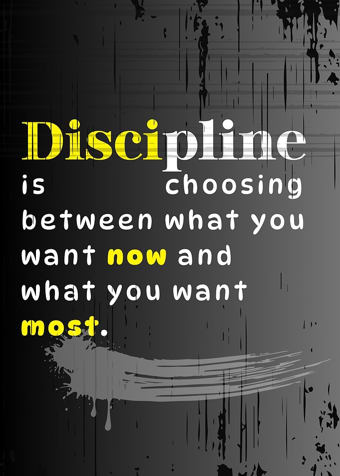 Discipline Motivational Quote on Grunge Background
