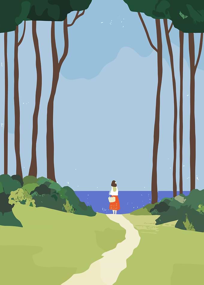 Woman on Path to the Sea