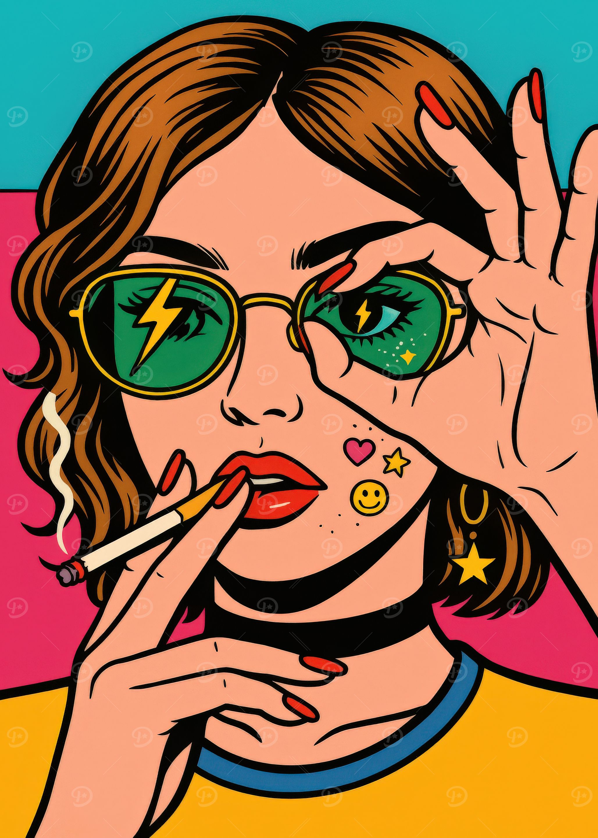 Pop Art Woman with Cigarette