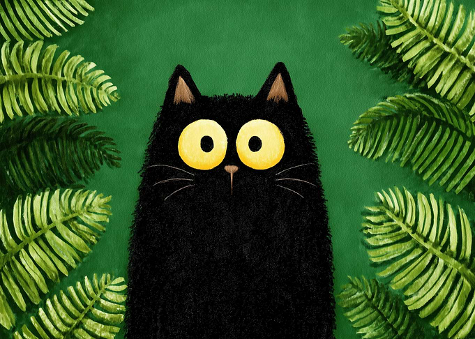 Black Cat with Yellow Eyes