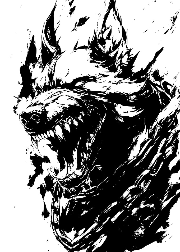 Black and White Wolf Illustration