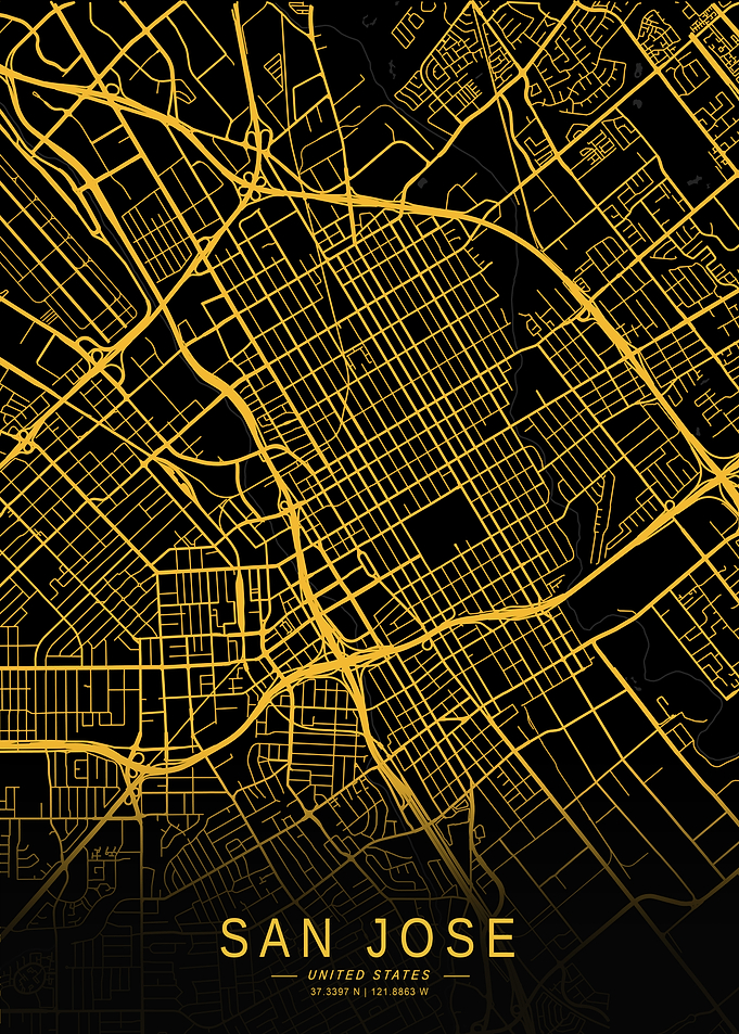 Golden San Jose City Map